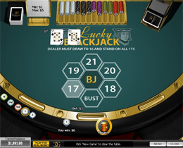 Screenshot of a Lucky Blackjack Table