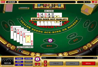 Screenshot of a Caribbean Stud Poker Table